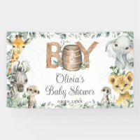 Greenery Jungle Animals Baby Shower Backdrop