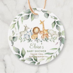 Greenery Jungle Animals Baby Shower Birthday Favour Tags
