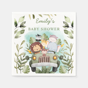 Greenery jungle Safari Wild Animals Baby Shower Napkin