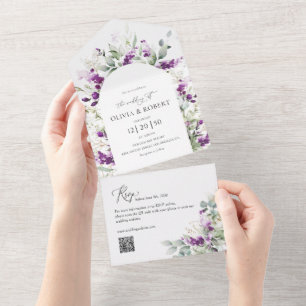 Greenery Lavender All in One Wedding Invitation