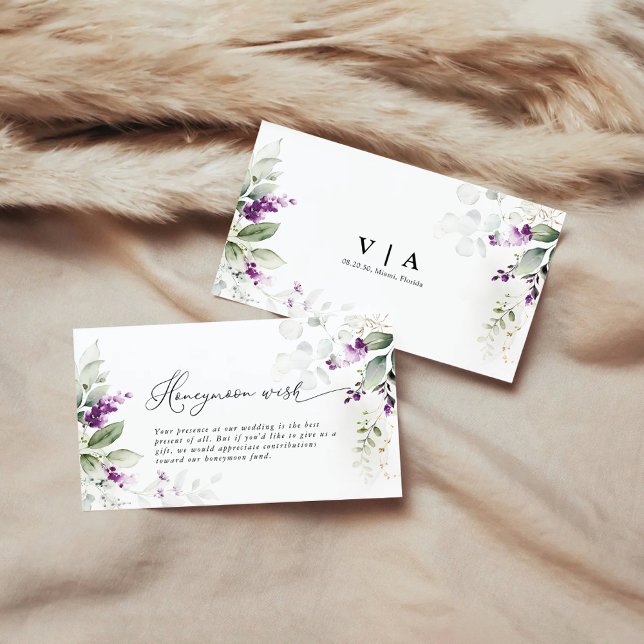 Greenery Lavender Honeymoon Wish Enclosure Card (Creator Uploaded)