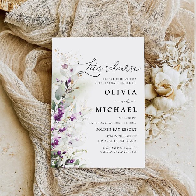 Greenery Lavender Rehearsal Dinner Invitation (Creator Uploaded)