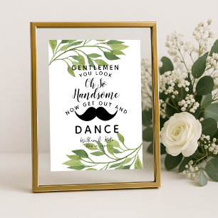 greenery leaf foliage GENTLEMEN BATHROOM wedding Poster
