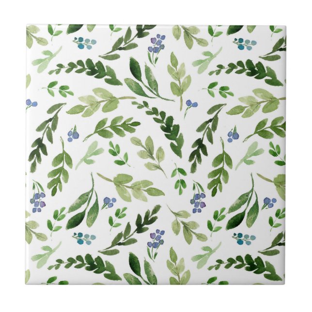 Greenery Leaf Pattern Modern Simple Cute Tile (Front)