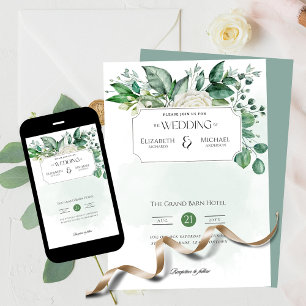 Greenery Leaf Print or Download Wedding Invitation