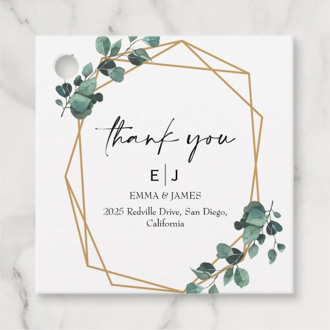 Greenery Leaf Sage Design Favour Tags (Front)