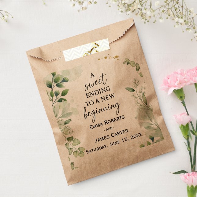 Greenery Leaf Wedding Favour Boxes Bags (Sealed)