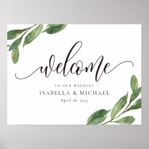 Greenery Leaf Wedding Welcome Sign