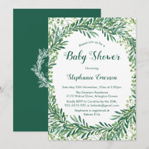 Greenery Leaves Baby Shower Invitations