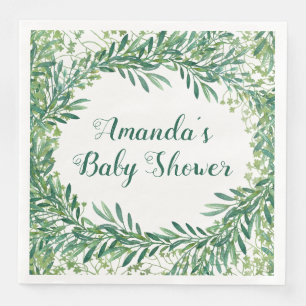Greenery Leaves Baby Shower Napkin