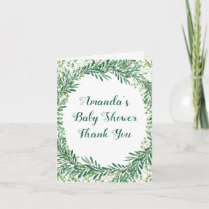 Greenery Leaves Baby Shower Thank You Card