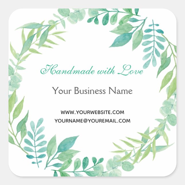 Greenery Leaves Botanical Business Sticker (Front)