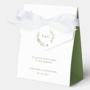 Greenery Leaves Elegant Monogram Wedding custom Favour Box