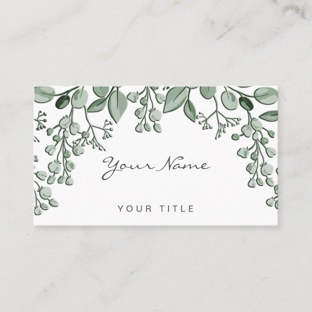 Greenery Leaves Floral Business Card (Front)