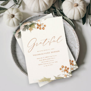 Greenery Leaves Foliage Rustic Thanksgiving Dinner Invitation