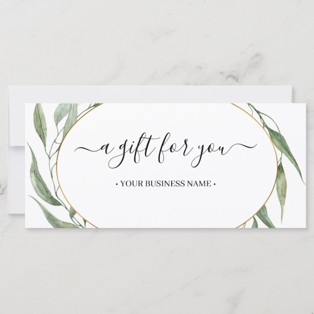 Greenery Leaves Frame Business Gift Certificate (Front)