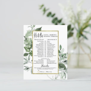  Greenery Leaves Script Text Wedding Day Timeline