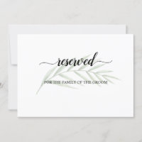 Greenery Leaves Wedding Reserved Seating Sign