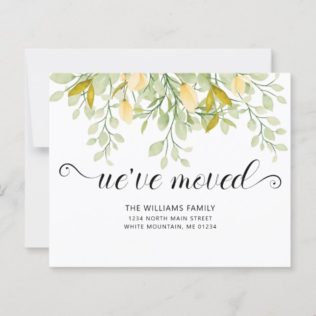 Greenery Lemon Watercolor Floral Budget Moving (Front)