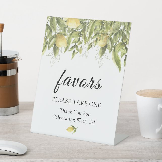 Greenery Lemons Rustic Favour Sign Card (In SItu)