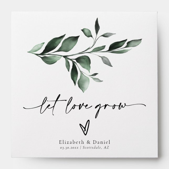 Greenery Let Love Grow Favour Garden Seed Packet  Envelope (Front)