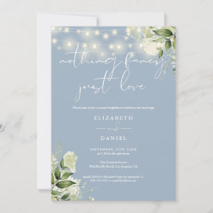 Greenery Lights Blue Elopement Wedding Reception Invitation