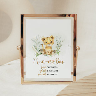 Greenery Lion Baby Shower Mum Osa Bar Poster