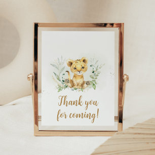 Greenery Lion Baby Shower Thank you for Coming Poster