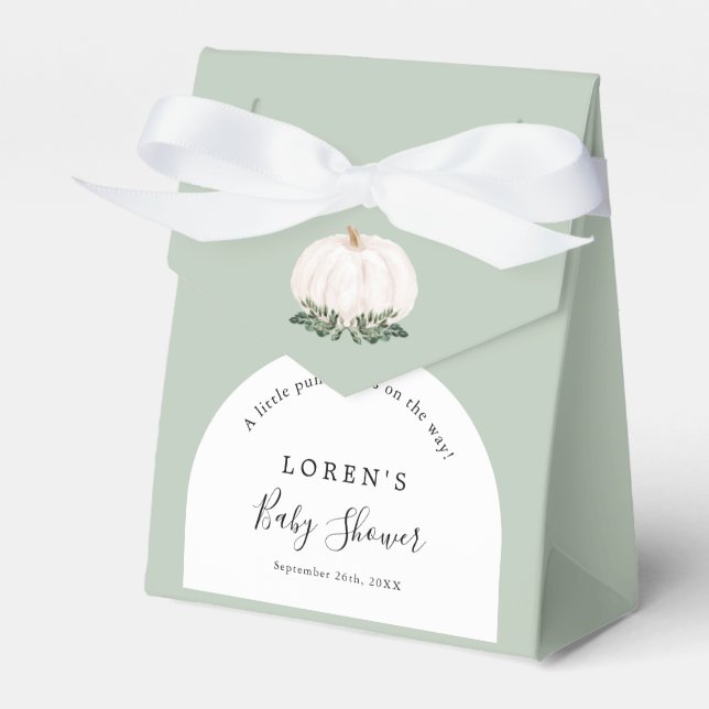 Greenery Little Pumpkin Baby Shower Favour Box (Front Side)