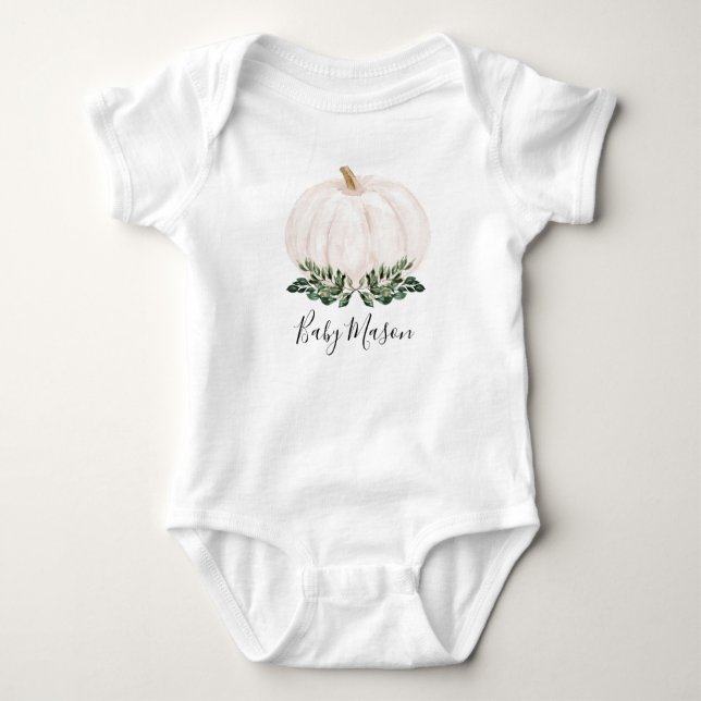 Greenery Little Pumpkin Baby Shower Gifts Bodysuit (Front)