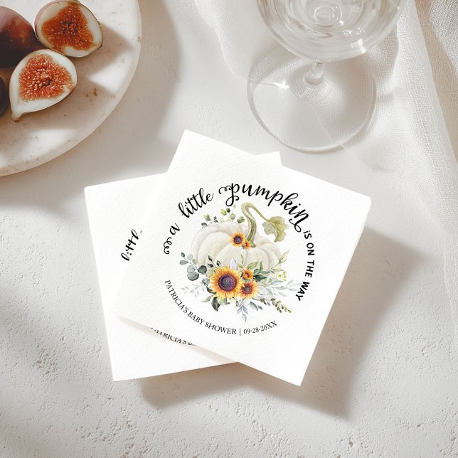 Greenery Little Pumpkin Fall Baby Shower Napkins (Creator Uploaded)