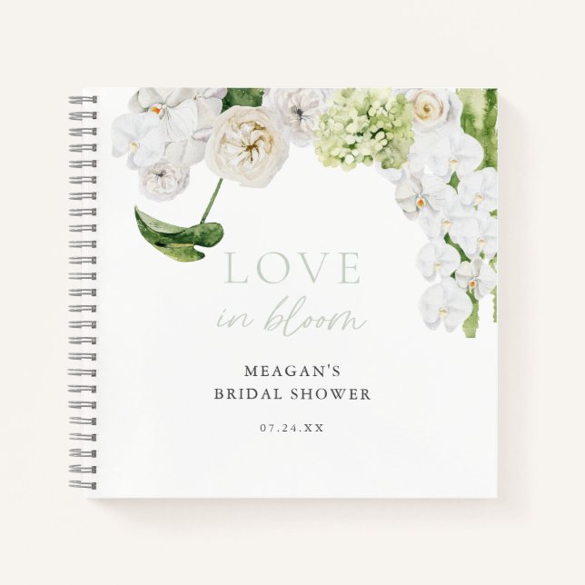 Greenery Love In Bloom Bridal Shower Guestbook Notebook (Front)