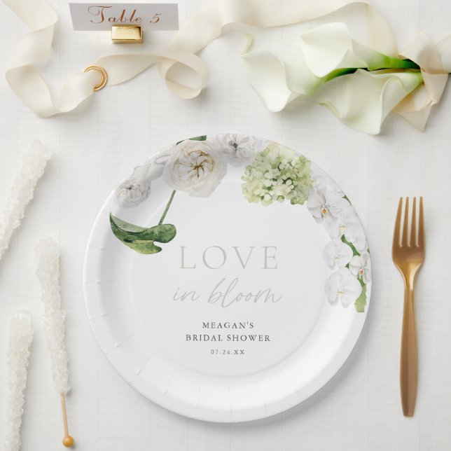 Greenery Love In Bloom Bridal Shower Paper Plate (Wedding)