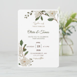 Greenery Magnolia Wedding Invitation