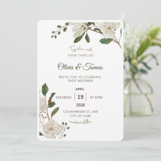 Greenery Magnolia Wedding Invitation