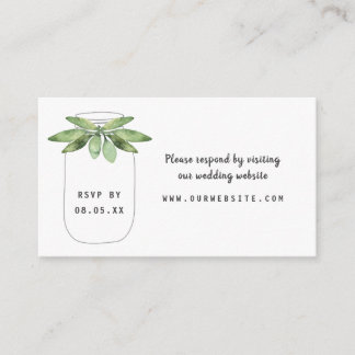 Greenery Mason Jar rsvp website card