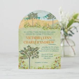 Greenery Meadow Bunting Wedding Invitations