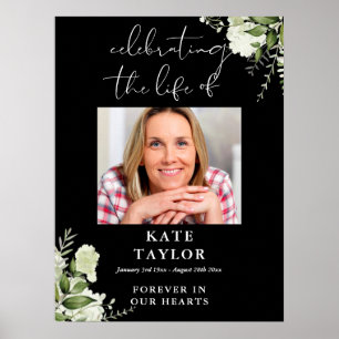 Greenery Memorial Celebration Of Life Photo Poster