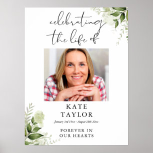 Greenery Memorial Celebration Of Life Photo Poster