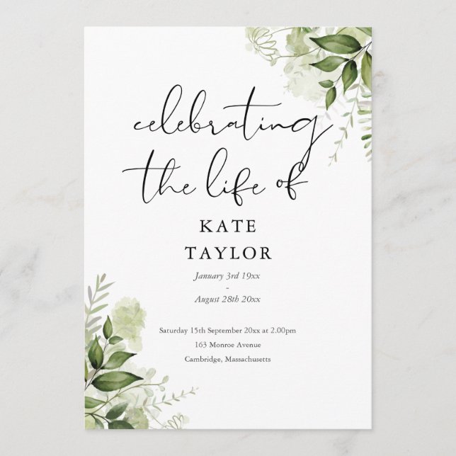 Greenery Memorial Funeral Order Of Service  Programme (Front)