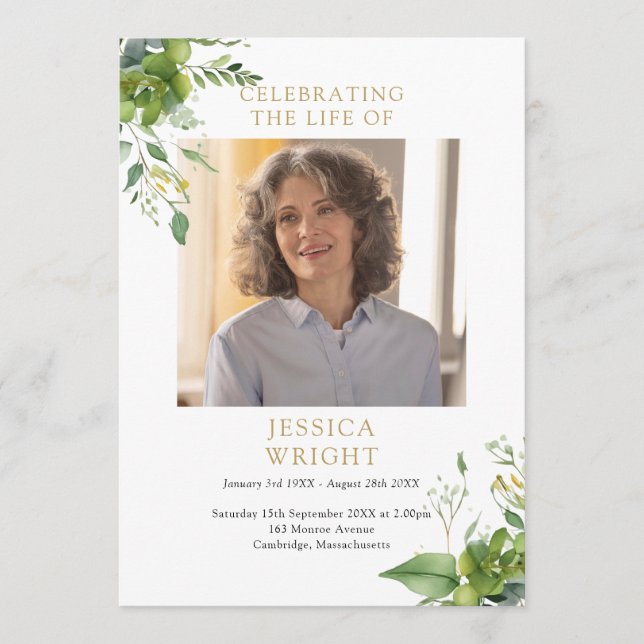 Greenery Memorial Funeral Order Of Service Programme (Front)