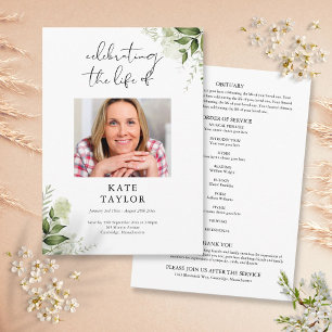 Greenery Memorial Funeral Order Of Service Programme