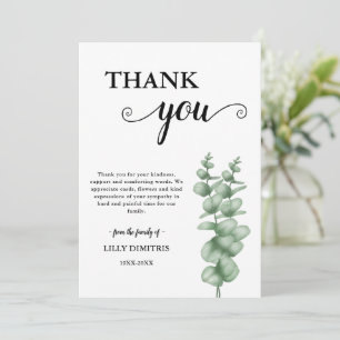 Greenery Memorial Funeral Thank You Card