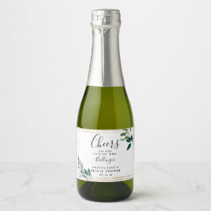 Greenery Mini Sparkling Wine Label, Bridal Shower Label