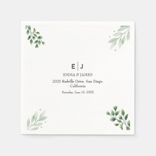 Greenery Minimal Chic Wedding Napkins