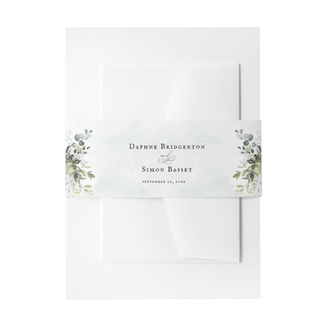 Greenery Minimalist Script Wedding Invitation Invitation Belly Band (Front Example)