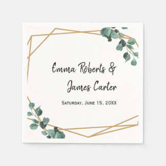 Greenery Minimalist Script Wedding Napkins