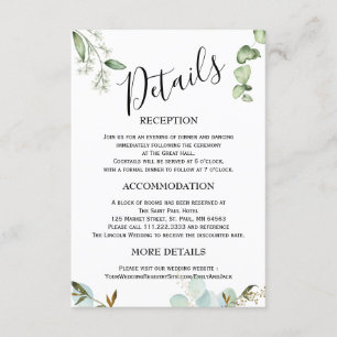 Greenery Minimalist Wedding Enclosure Cards