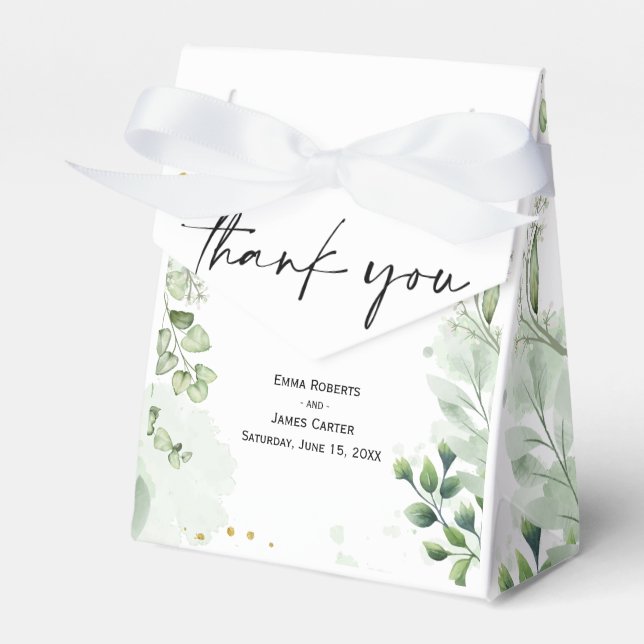 Greenery Minimalist Wedding Favour Boxes (Front Side)