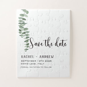 Greenery & minimalist Wedding save the date card Jigsaw Puzzle